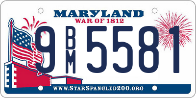 MD license plate 9BM5581