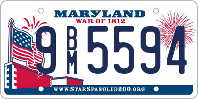 MD license plate 9BM5594