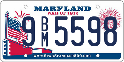 MD license plate 9BM5598