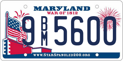 MD license plate 9BM5600