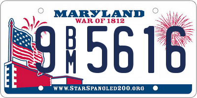 MD license plate 9BM5616