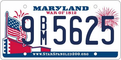 MD license plate 9BM5625