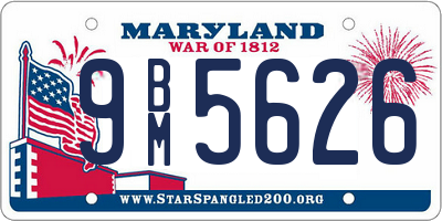 MD license plate 9BM5626