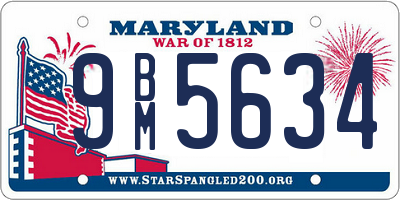 MD license plate 9BM5634