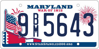 MD license plate 9BM5643