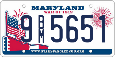 MD license plate 9BM5651