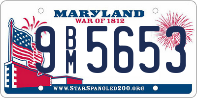 MD license plate 9BM5653