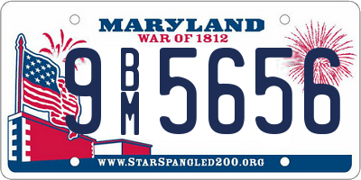 MD license plate 9BM5656