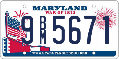 MD license plate 9BM5671