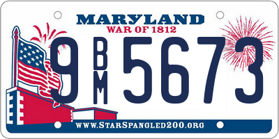 MD license plate 9BM5673