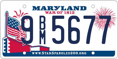 MD license plate 9BM5677