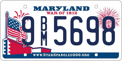 MD license plate 9BM5698