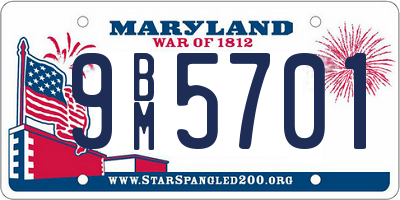 MD license plate 9BM5701