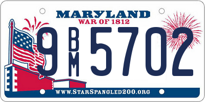 MD license plate 9BM5702