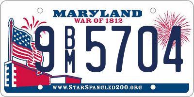 MD license plate 9BM5704