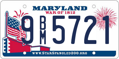 MD license plate 9BM5721