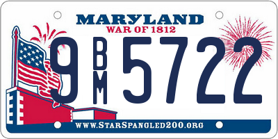 MD license plate 9BM5722