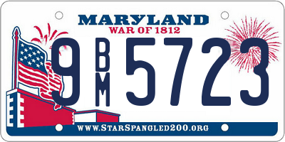 MD license plate 9BM5723