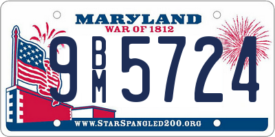 MD license plate 9BM5724