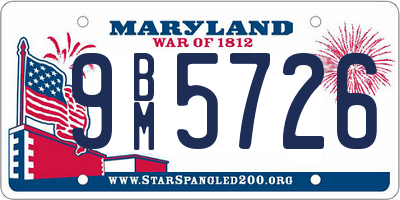 MD license plate 9BM5726