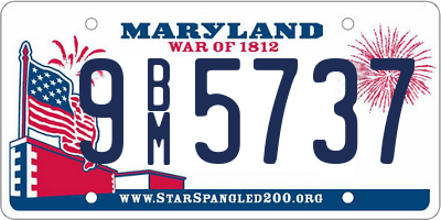 MD license plate 9BM5737