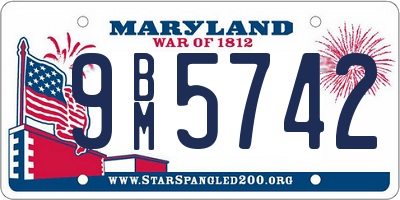 MD license plate 9BM5742