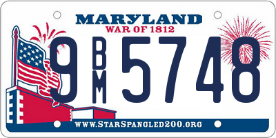 MD license plate 9BM5748