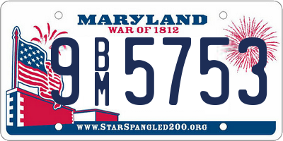 MD license plate 9BM5753