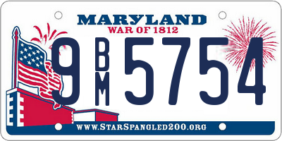 MD license plate 9BM5754