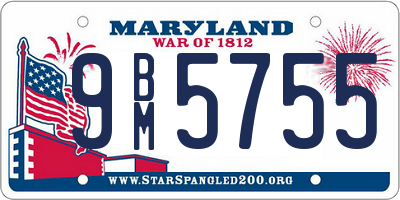 MD license plate 9BM5755