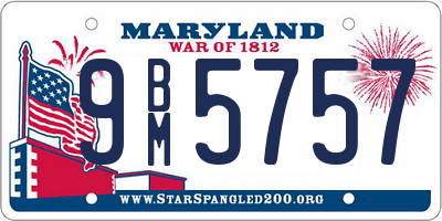 MD license plate 9BM5757