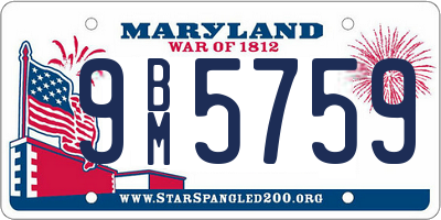 MD license plate 9BM5759