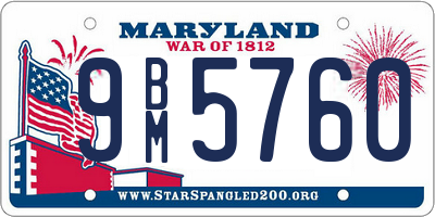 MD license plate 9BM5760