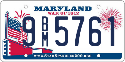 MD license plate 9BM5761