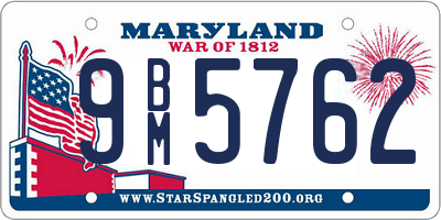 MD license plate 9BM5762