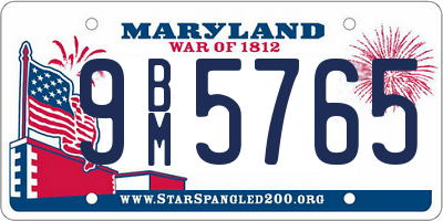 MD license plate 9BM5765