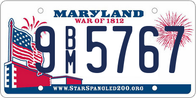 MD license plate 9BM5767