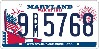 MD license plate 9BM5768