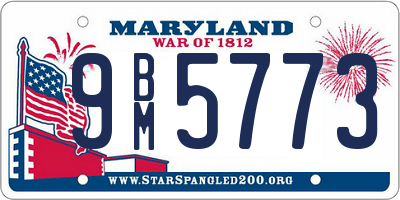 MD license plate 9BM5773