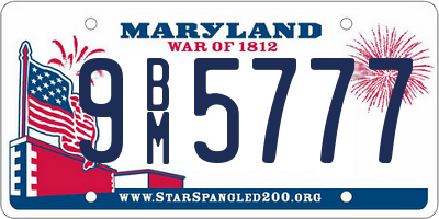 MD license plate 9BM5777