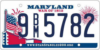 MD license plate 9BM5782