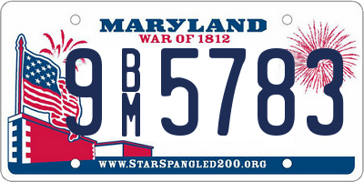 MD license plate 9BM5783