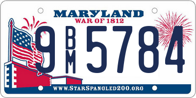 MD license plate 9BM5784