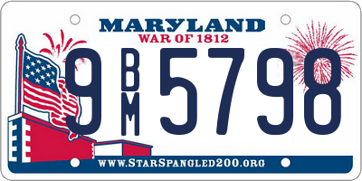 MD license plate 9BM5798