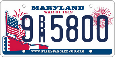 MD license plate 9BM5800