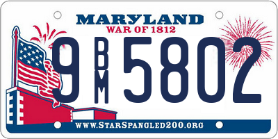 MD license plate 9BM5802