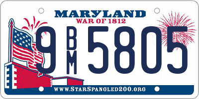 MD license plate 9BM5805