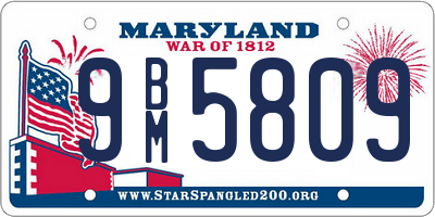 MD license plate 9BM5809