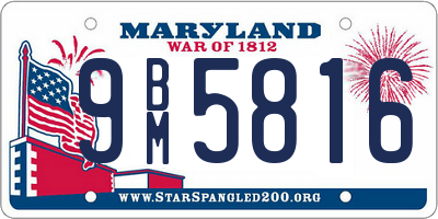 MD license plate 9BM5816