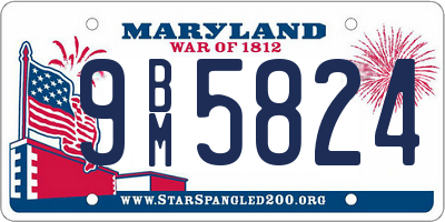 MD license plate 9BM5824